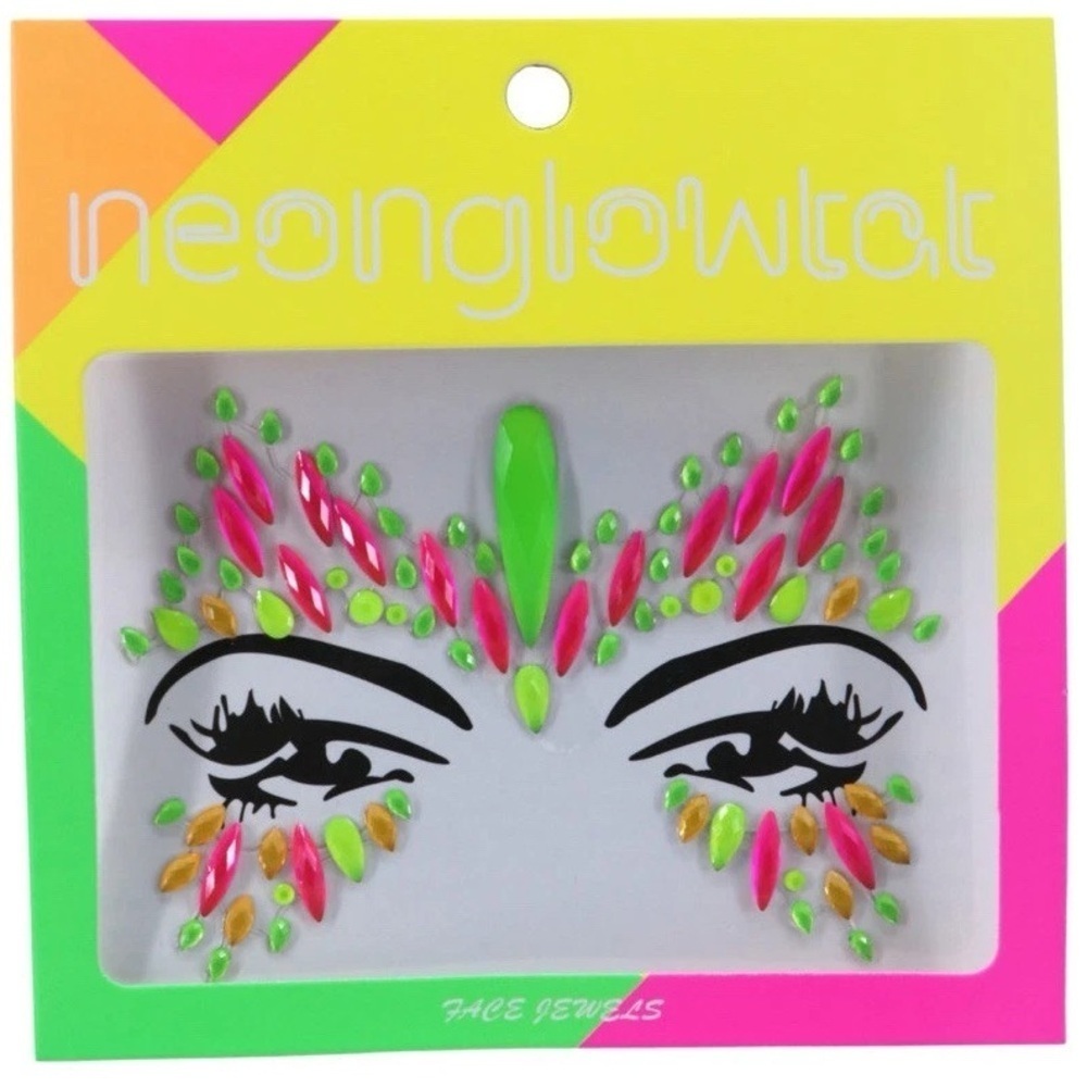 🦋B2G1🦋WESTERN FASHION Neon Glow Tat Face Jewels - Picture 3 of 4